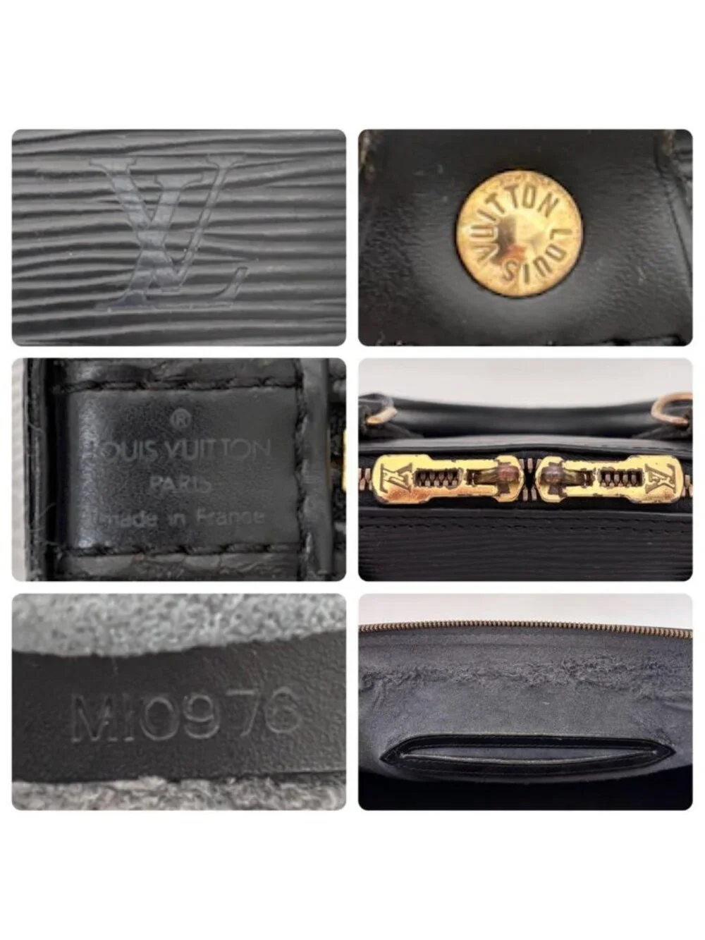 Louis Vuitton Epi Alma PM Handbag Noir Black Gold